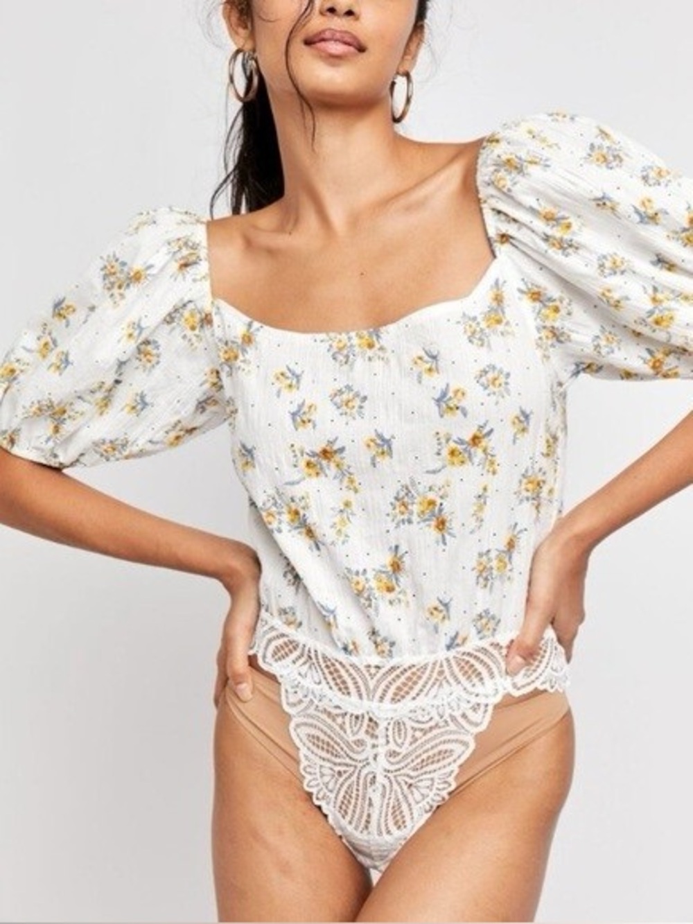 Intimately Free People Angela Floral Print Bodysuit S